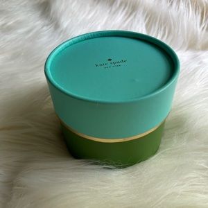Kate Spade Large Round Gift Box, Aqua Blue and Green with Gold Trim